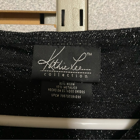 VTG Kathy Lee XL Black Sparkly Shiny Sleeveless Top Tank Metallic Made In USA! - Picture 2 of 4